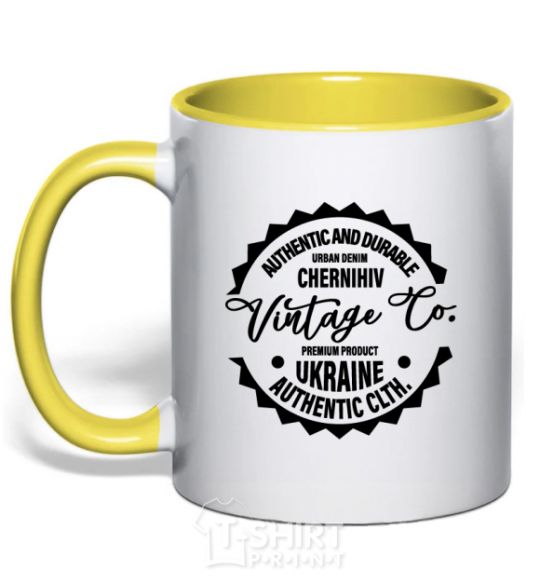 Mug with a colored handle Chernihiv Vintage Co yellow фото