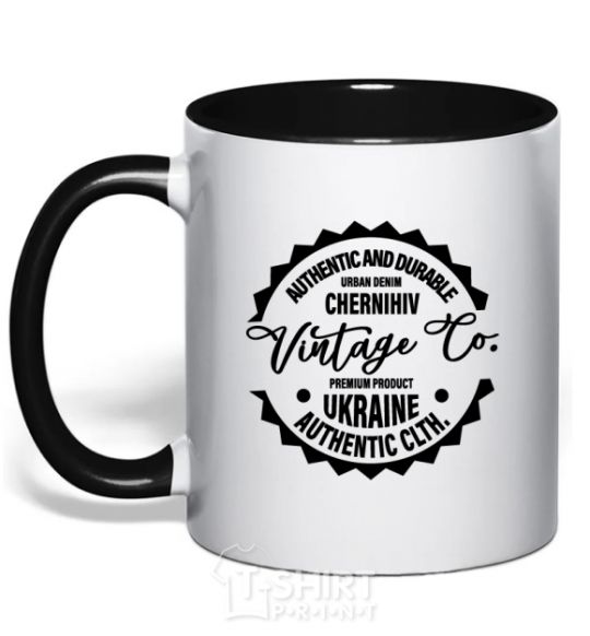 Mug with a colored handle Chernihiv Vintage Co black фото