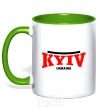 Mug with a colored handle Kyiv Ukraine kelly-green фото