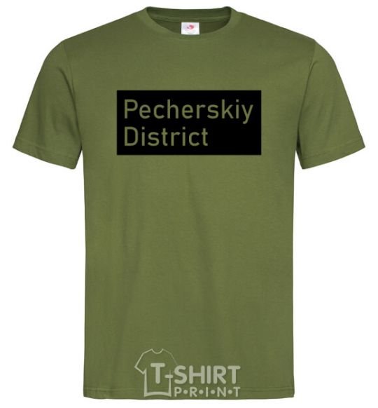 Мужская футболка Pecherskiy district Оливковый фото