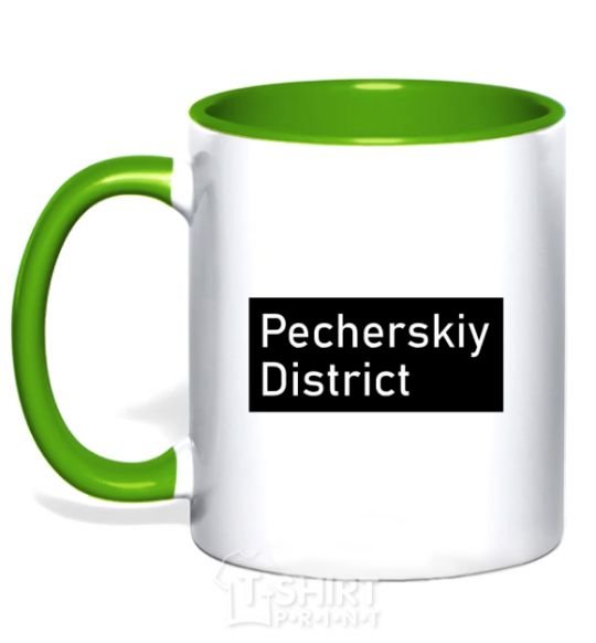 Mug with a colored handle Pecherskiy district kelly-green фото