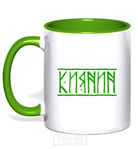 Mug with a colored handle Kiyanin wrote kelly-green фото