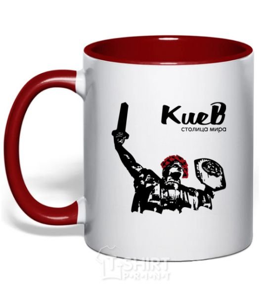 Mug with a colored handle Kiev is the capital of the world red фото