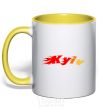 Mug with a colored handle Fire Kyiv yellow фото