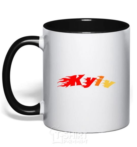 Mug with a colored handle Fire Kyiv black фото