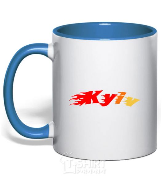 Mug with a colored handle Fire Kyiv royal-blue фото