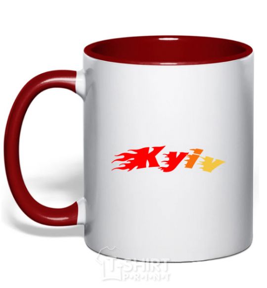 Mug with a colored handle Fire Kyiv red фото