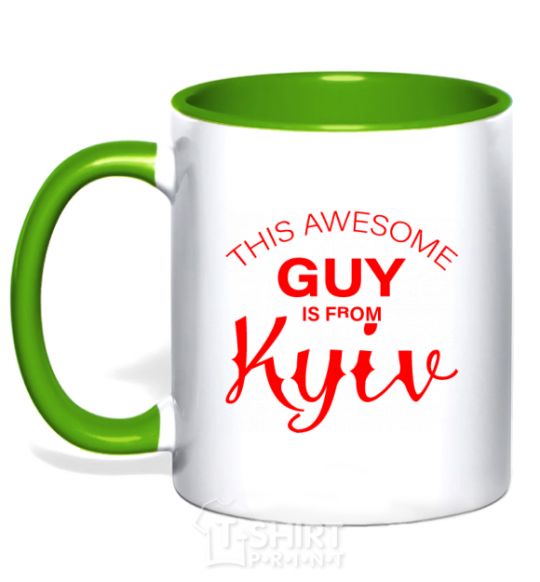 Mug with a colored handle This awesome guy is from Kyiv kelly-green фото