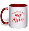 Mug with a colored handle This awesome guy is from Kyiv red фото