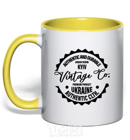 Mug with a colored handle Kyiv Vintage Co yellow фото