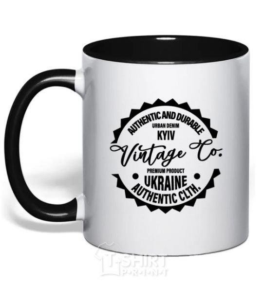 Mug with a colored handle Kyiv Vintage Co black фото