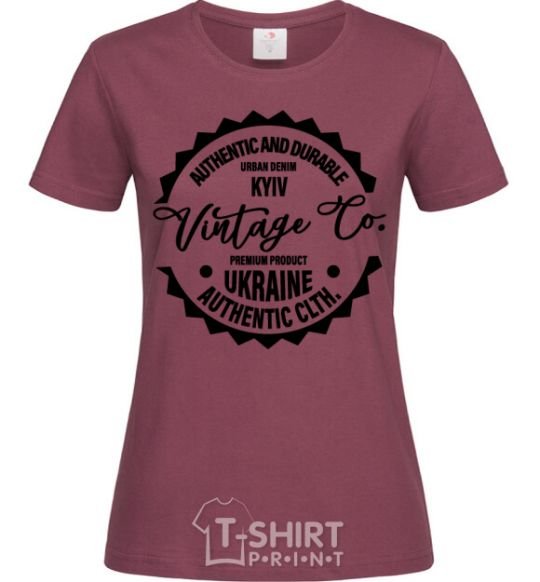 Women's T-shirt Kyiv Vintage Co burgundy фото
