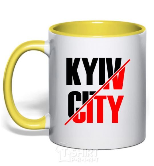 Mug with a colored handle Kyiv city yellow фото