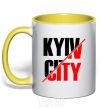 Mug with a colored handle Kyiv city yellow фото
