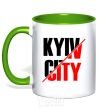 Mug with a colored handle Kyiv city kelly-green фото
