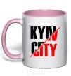 Mug with a colored handle Kyiv city light-pink фото