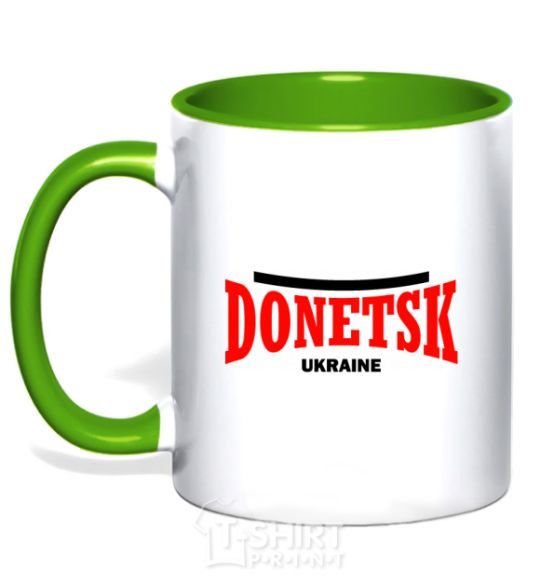 Mug with a colored handle Donetsk Ukraine kelly-green фото