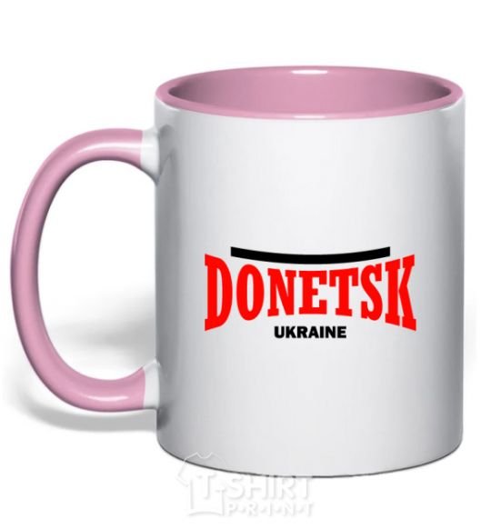 Mug with a colored handle Donetsk Ukraine light-pink фото