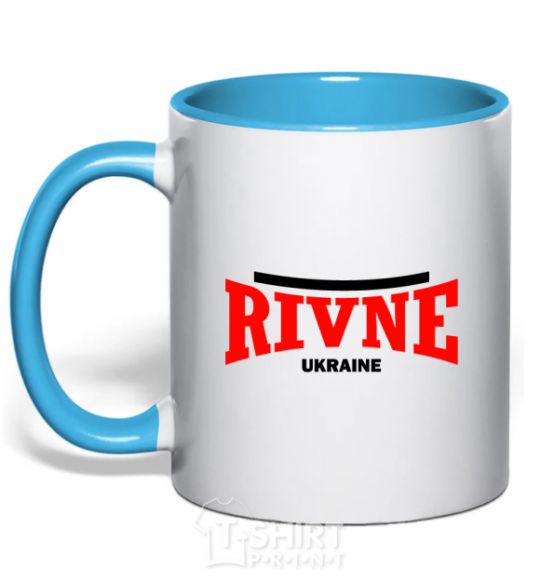 Mug with a colored handle Rivne Ukraine sky-blue фото