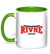 Mug with a colored handle Rivne Ukraine kelly-green фото