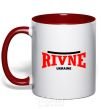 Mug with a colored handle Rivne Ukraine red фото