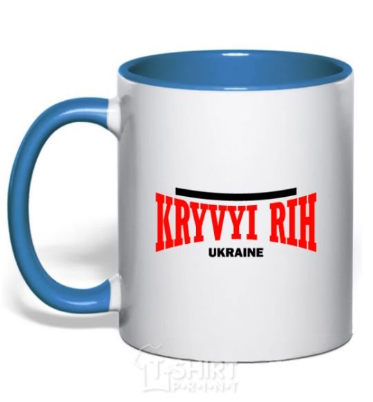 Mug with a colored handle Kryvyi Rih Ukraine royal-blue фото