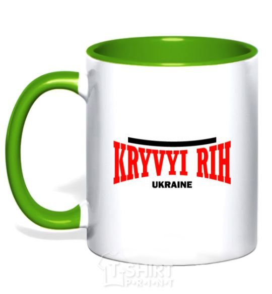 Mug with a colored handle Kryvyi Rih Ukraine kelly-green фото