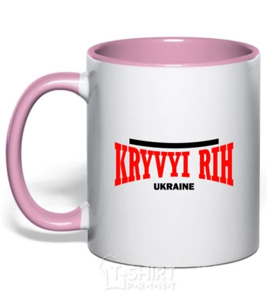 Mug with a colored handle Kryvyi Rih Ukraine light-pink фото