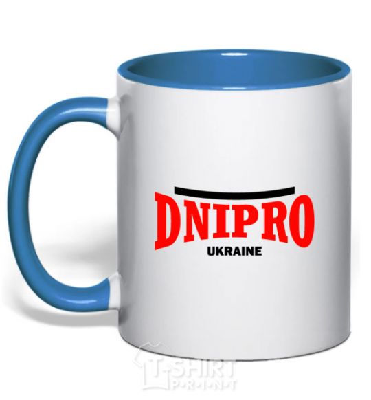 Чашка с цветной ручкой Dnipro Ukraine Ярко-синий фото