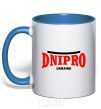 Mug with a colored handle Dnipro Ukraine royal-blue фото