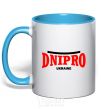 Mug with a colored handle Dnipro Ukraine sky-blue фото