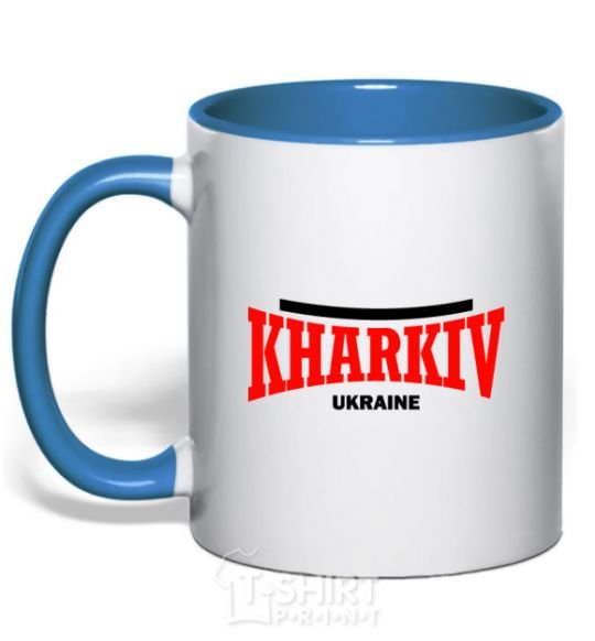 Mug with a colored handle Kharkiv Ukraine royal-blue фото