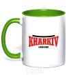Mug with a colored handle Kharkiv Ukraine kelly-green фото