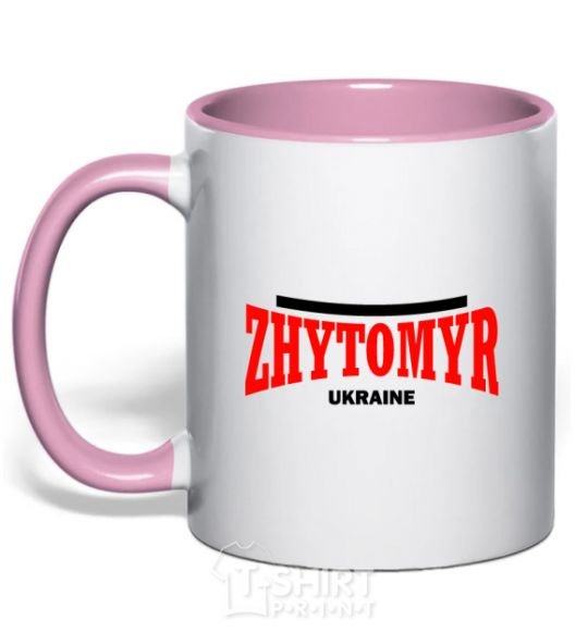 Mug with a colored handle Zhytomyr Ukraine light-pink фото