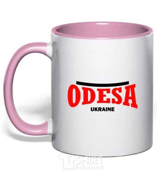 Mug with a colored handle Odesa Ukraine light-pink фото