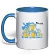 Mug with a colored handle Odessa is the capital of the world royal-blue фото