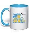 Mug with a colored handle Odessa is the capital of the world sky-blue фото