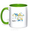 Mug with a colored handle Sumy is the capital of the world kelly-green фото