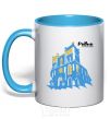 Mug with a colored handle Rivne Capital of the World sky-blue фото