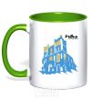 Mug with a colored handle Rivne Capital of the World kelly-green фото