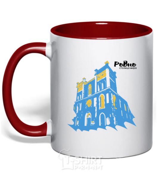 Mug with a colored handle Rivne Capital of the World red фото