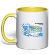 Mug with a colored handle Zaporozhye is the capital of the world yellow фото