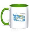 Mug with a colored handle Zaporozhye is the capital of the world kelly-green фото