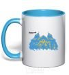 Mug with a colored handle Nikolaev is the capital of the world sky-blue фото