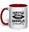 Mug with a colored handle Vinnytsia is the best city in Ukraine red фото