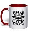 Mug with a colored handle Sumy is the best city in Ukraine red фото
