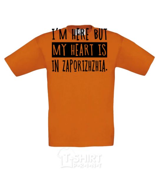 Kids T-shirt I'm here but my heart is in Zaporizhzhia cornsilk фото