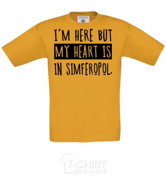 Kids T-shirt I'm here but my heart is in Simferopol cornsilk фото