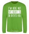 Sweatshirt I'm here but my heart is in Kryvyi Rih orchid-green фото