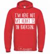 Men`s hoodie I'm here but my heart is in Kherson bright-red фото